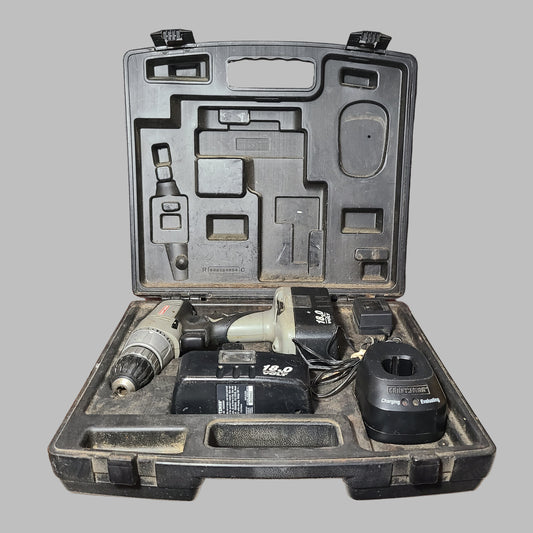 Craftsman Cordless 3/8" Drill/Driver w/ 2 Batteries, Charger, & Carry Case - Tested - USED