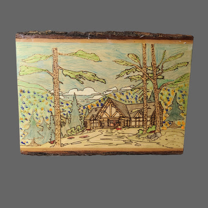 Handmade Wood Burnt Folk Art Painting - LIKE NEW