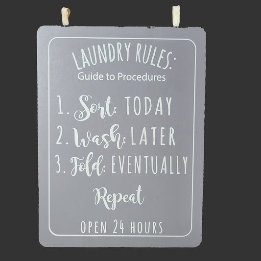 Gray Laundry Rules Wall Plaque - USED