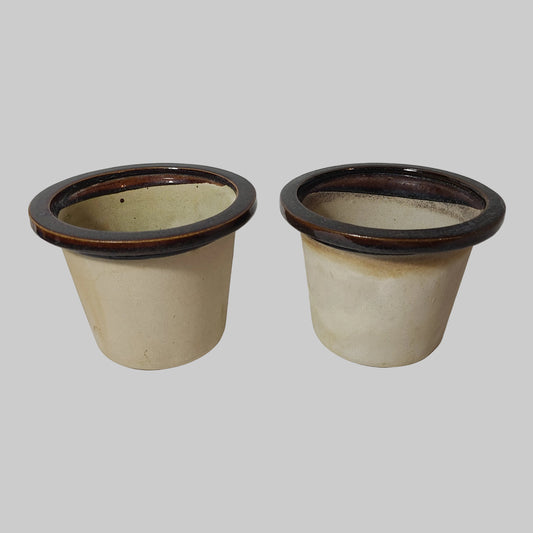 2PK Two-Tone Stoneware Planters - USED