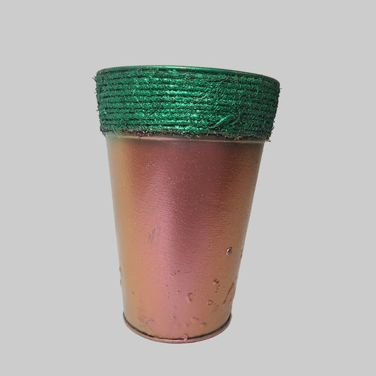 Hand Painted Metal Planter - USED